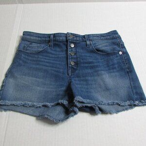 Mossimo Denim High Rise Shorts 8 Button Fly Blue Raw Hem